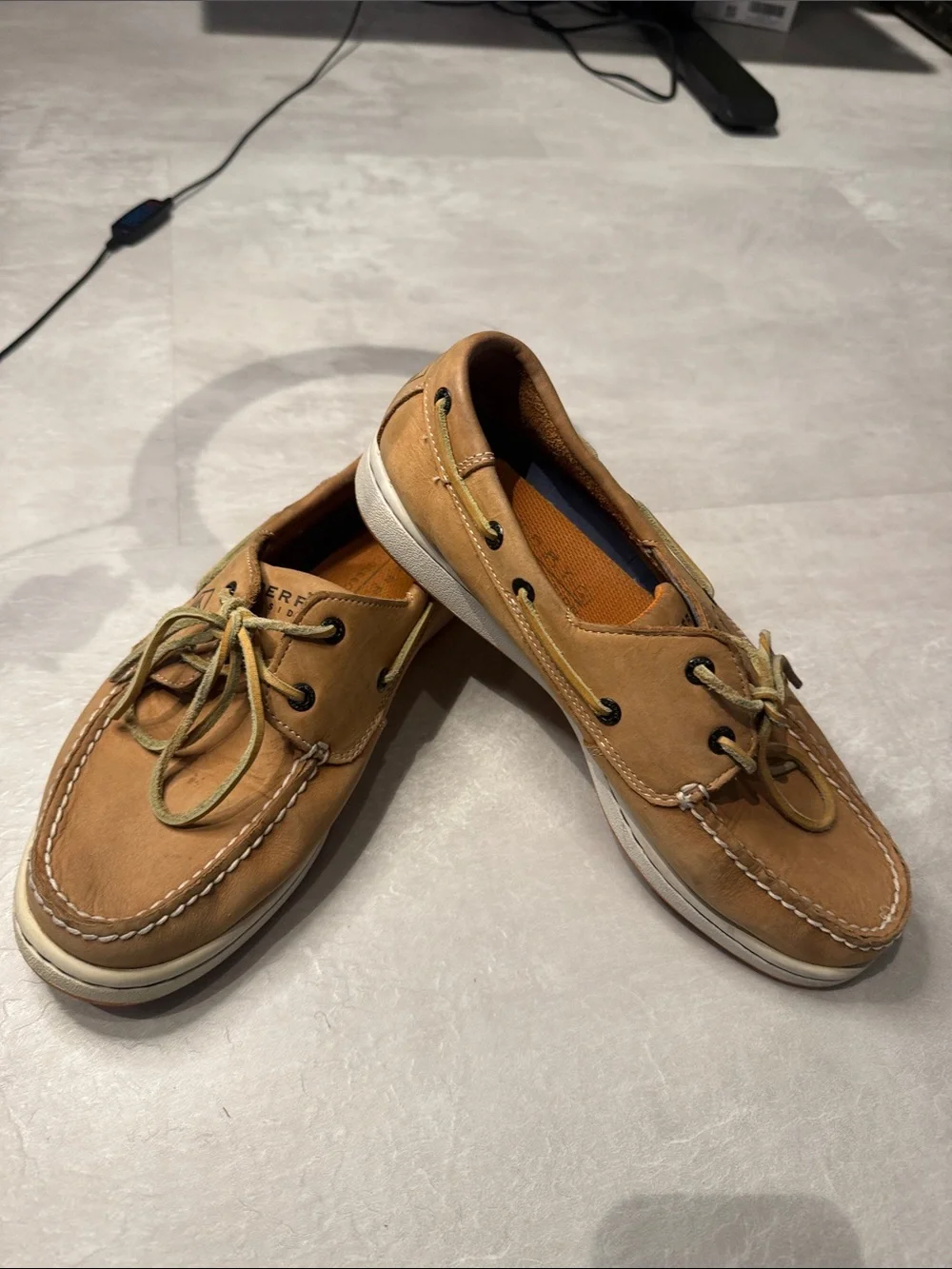 Sperry Topsider Leather Boat Shoes Tan | Men’s 9.5 | 2-Eye Casual Deck Shoes